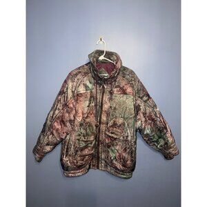 Vintage Women's Puffer Winter Jacket Metallic Purple/Green Camo Sz Med East West